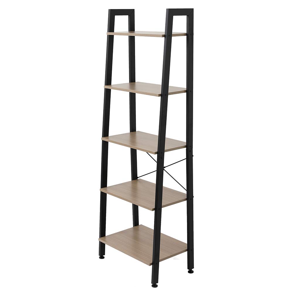 5-Tier Ladder Shelf - Sturdy Metal Frame Storage Rack & Bookshelf | Multipurpose Organizer for Bathroom, Living Room, Office & Plant Display | Perfect for Small Space Organization & Home Decor