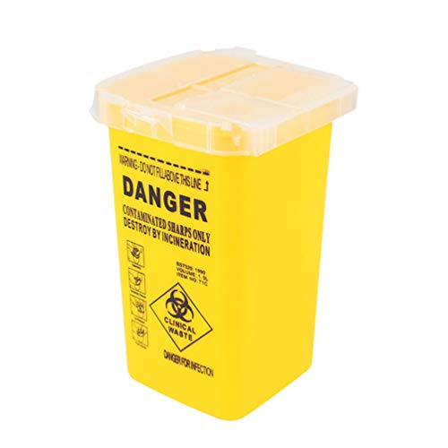 DOITOOL 1.2 Gallon Sharps Container - Medical & Tattoo Needle Disposal Box with Secure Lid - OSHA Compliant Yellow Biohazard Waste Bin for Safe Needle Disposal at Home, Clinics & Tattoo Studios