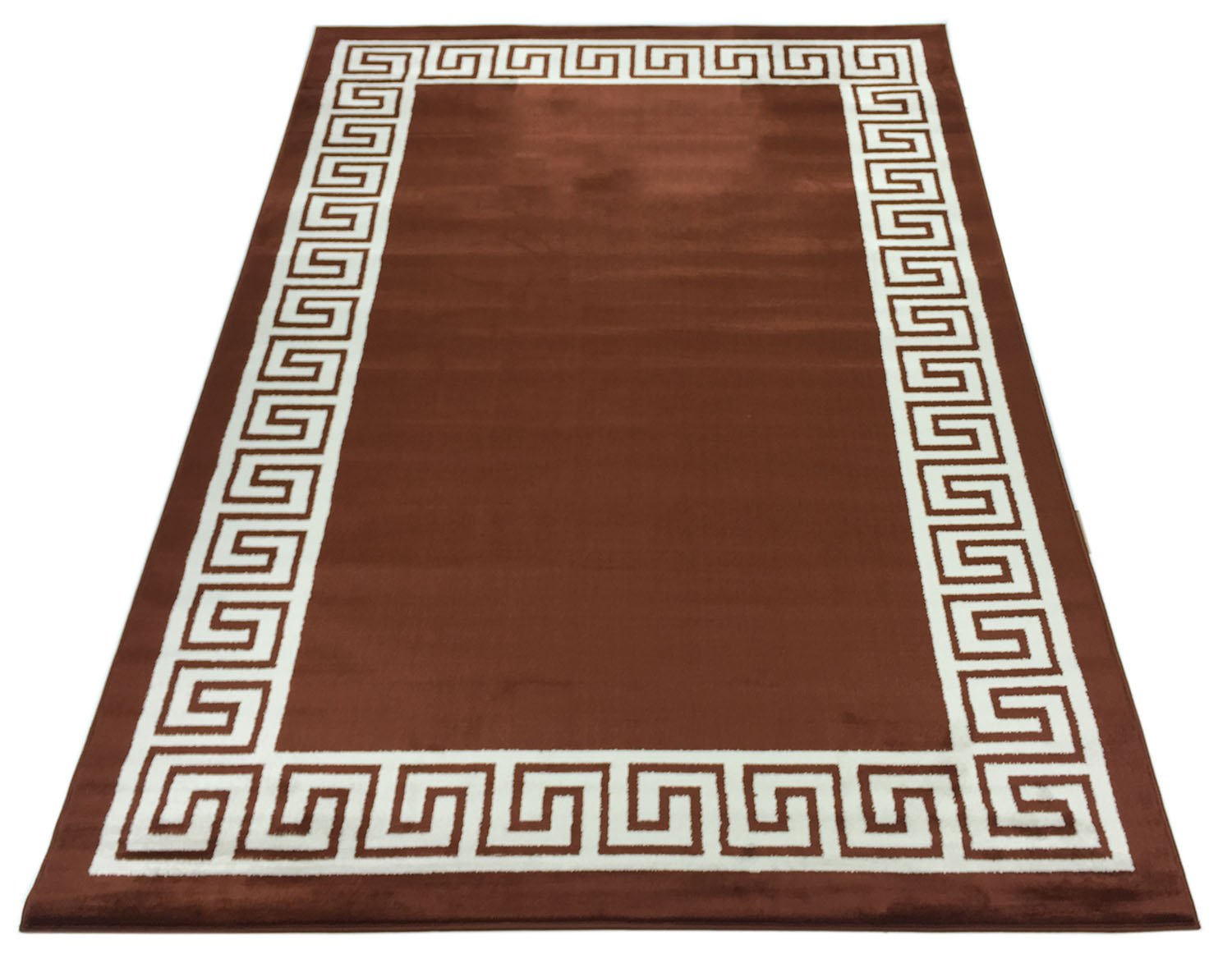 Modern Meander Ancient Roman Design Area Rug - Brown 5x7 ft - Contemporary Home Decor for Living Room, Bedroom, Office | Studio Collection