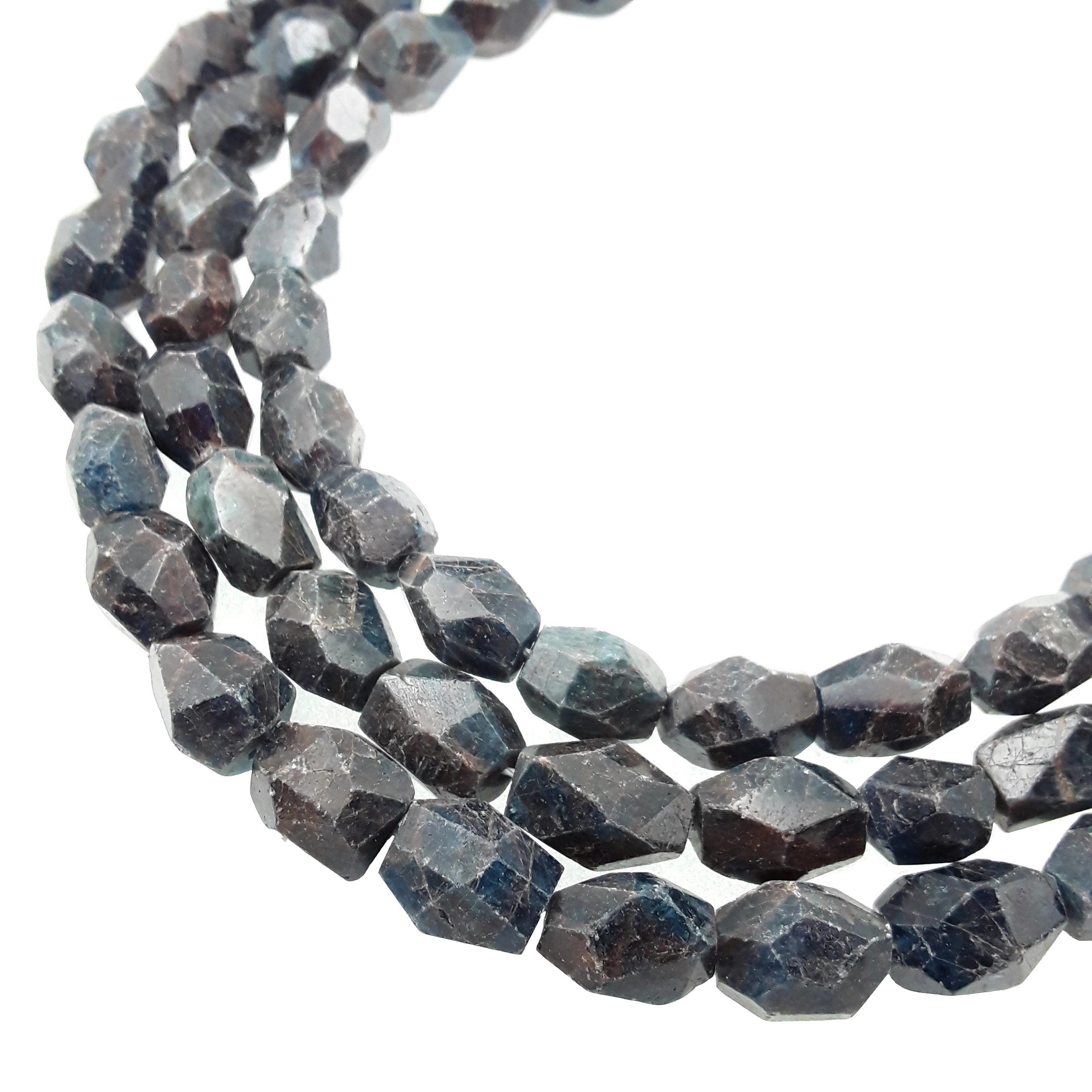 Blue Kyanite Faceted Rice Nugget Beads - 10x14mm Gemstone Chunks - 15.5 Inch Strand for Jewelry Making, Bracelets & Necklaces - Healing Crystal for Meditation & Energy Work