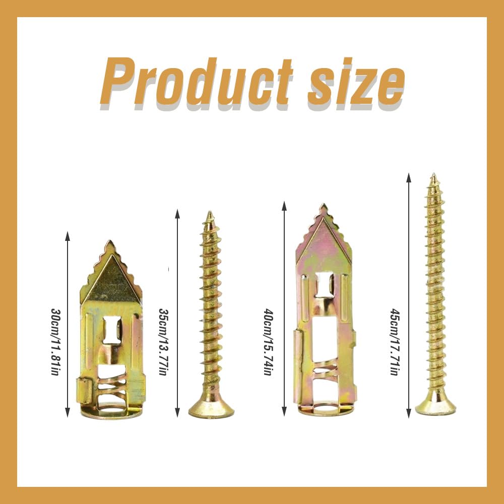 2024 New Zinc Plated Steel Self-Drilling Anchors with Screws - 12mm x 30mm Drywall Anchors for TV Mounting, Bike Racks & Cabinet Installation (Pack of 50) - Easy DIY Wall Mounting Solution for Home & Office