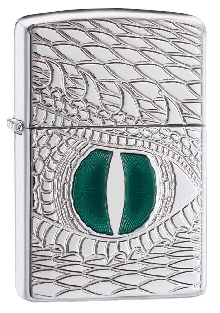 Zippo Armor Dragon's Eye High Polish Chrome Windproof Pocket Lighter - Perfect for Camping, Hiking & Outdoor Adventures