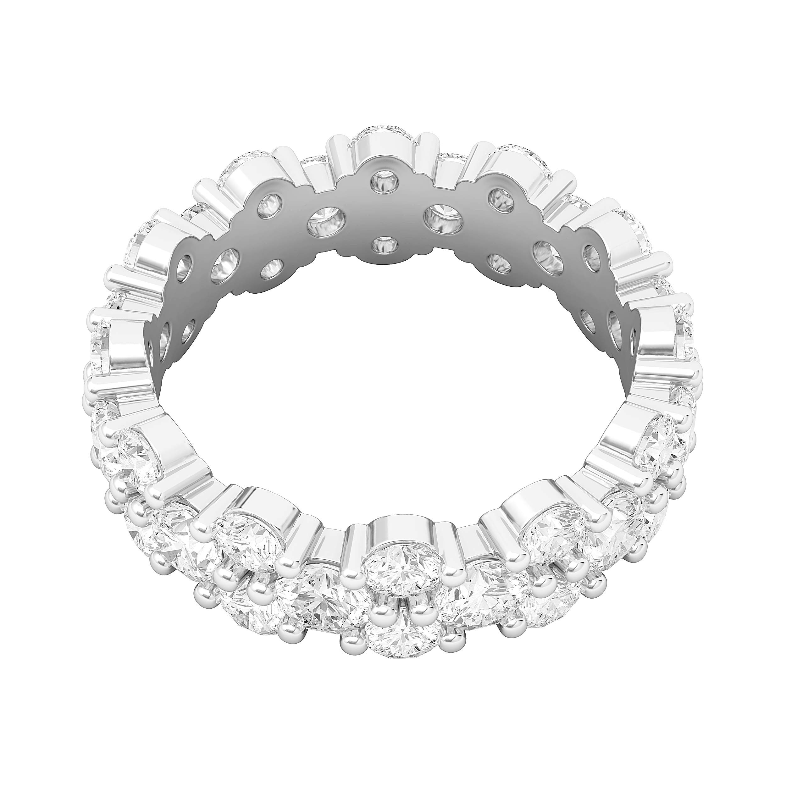 Sterling Silver Eternity Ring with Simulated Diamond or Moissanite - Dainty Stackable Wedding Band for Women - Perfect for Anniversary, Engagement & Everyday Elegance