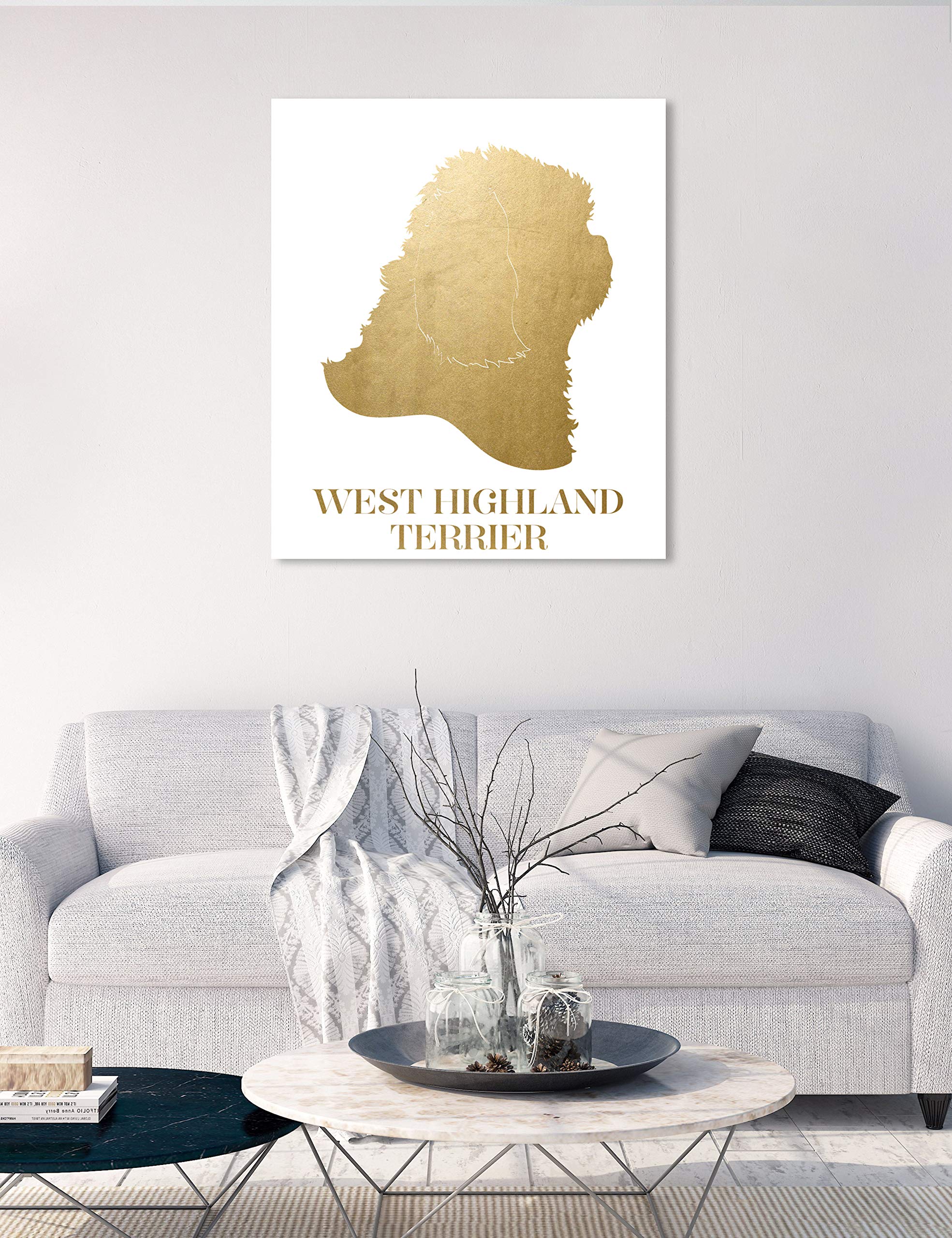 Oliver Gal Artist Co. WEST Highland Terrier Canvas Wall Art Print - 30x36 Inch Gold & White Animal Home Decor - Perfect for Living Room, Bedroom or Office Decorations