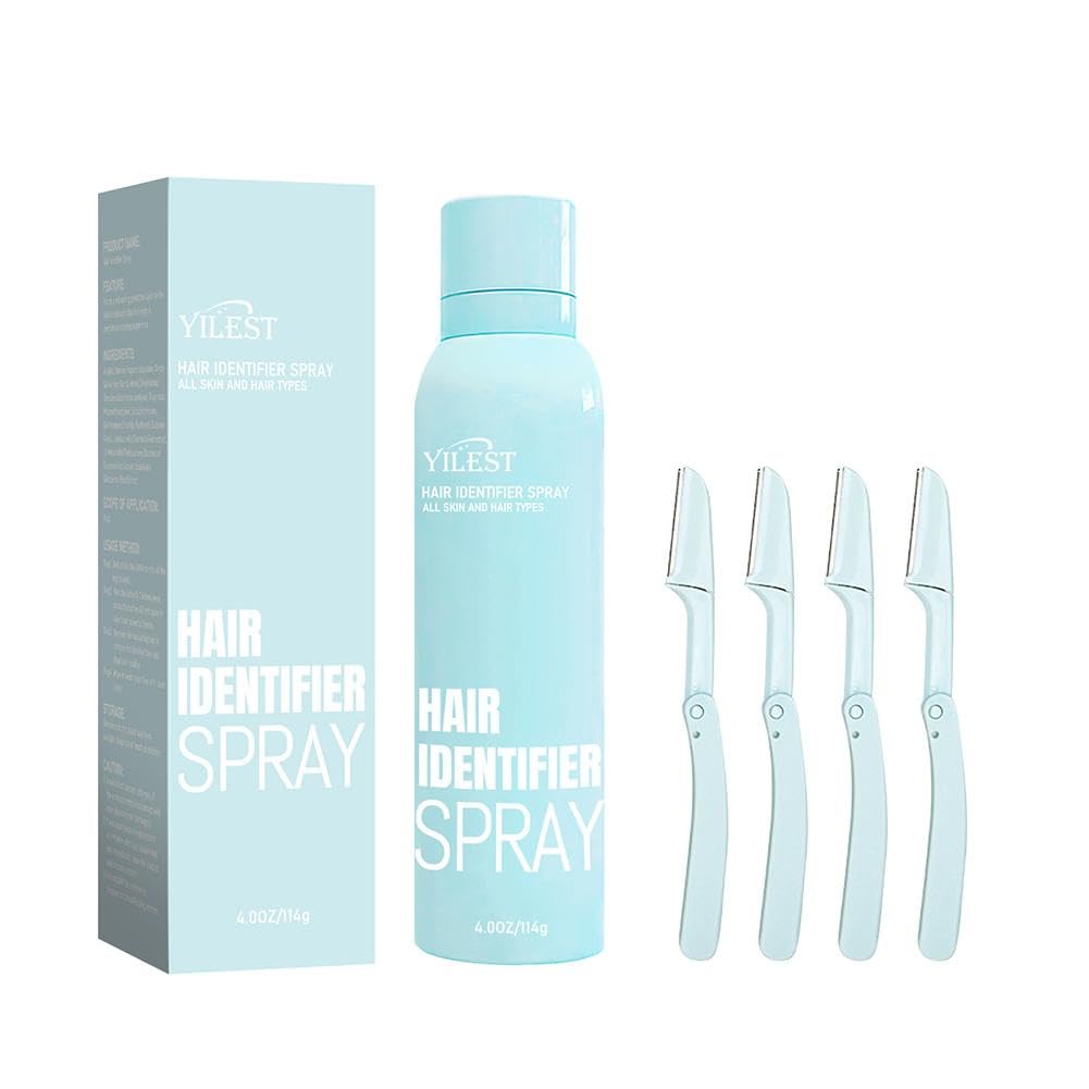 Best Face Hair Removal Spray for Women - Dermaplaning & Shaving Identifier Spray with 4 Razors - Gentle Formula for All Skin Types | Perfect for Pre-Shave Prep & Smooth Skin Care Routine