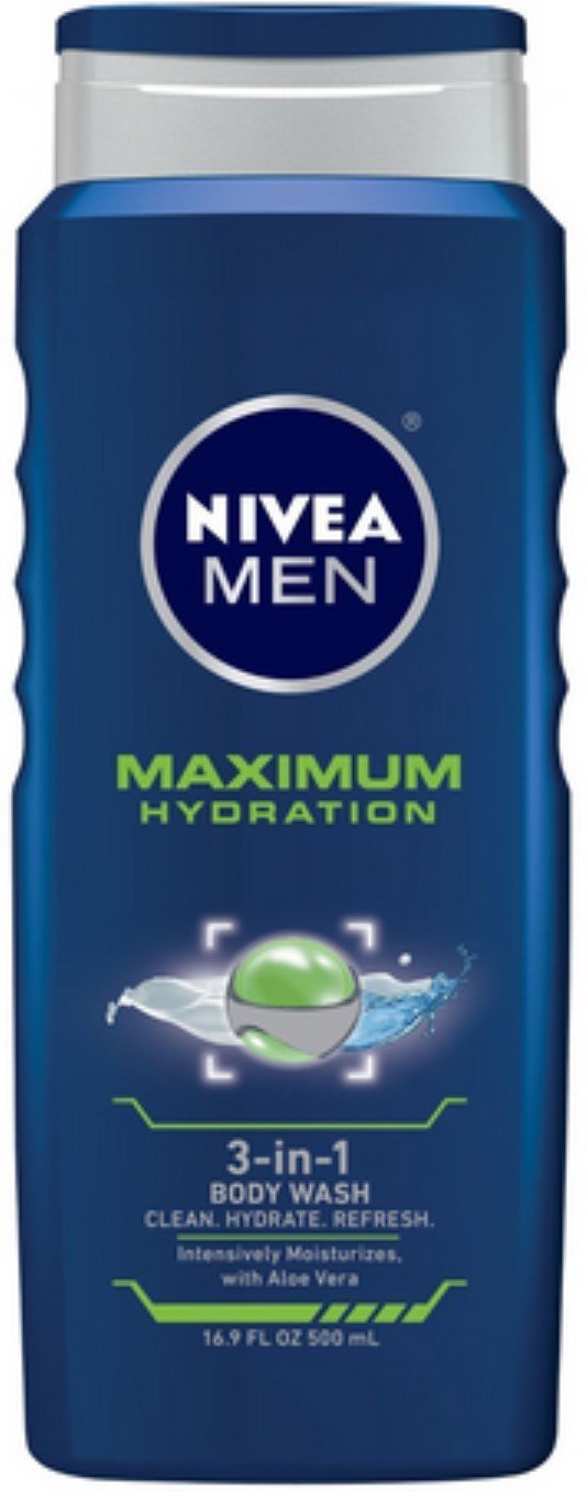 Nivea Men's Maximum Hydration 3-in-1 Body Wash - 16.9 oz | Hydrating Shower Gel, Shampoo & Face Wash | For Dry Skin & Post-Workout Refreshment