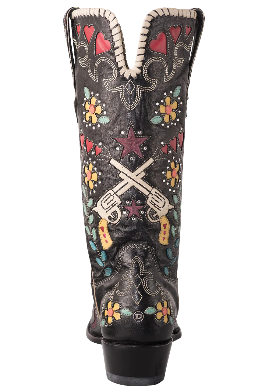 Old Gringo Double D Ranch Goat Bandit Cowgirl Boots for Women - Black Western Boots for Country Dancing, Rodeo & Cowgirl Fashion