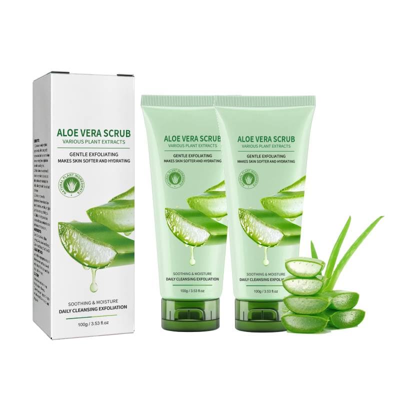 **Aloe Vera Exfoliating Cleansing Gel for Face & Body – Gentle Deep Cleansing & Nourishing Skin Scrub – 2PCS – Perfect for Daily Skincare & Spa Days**