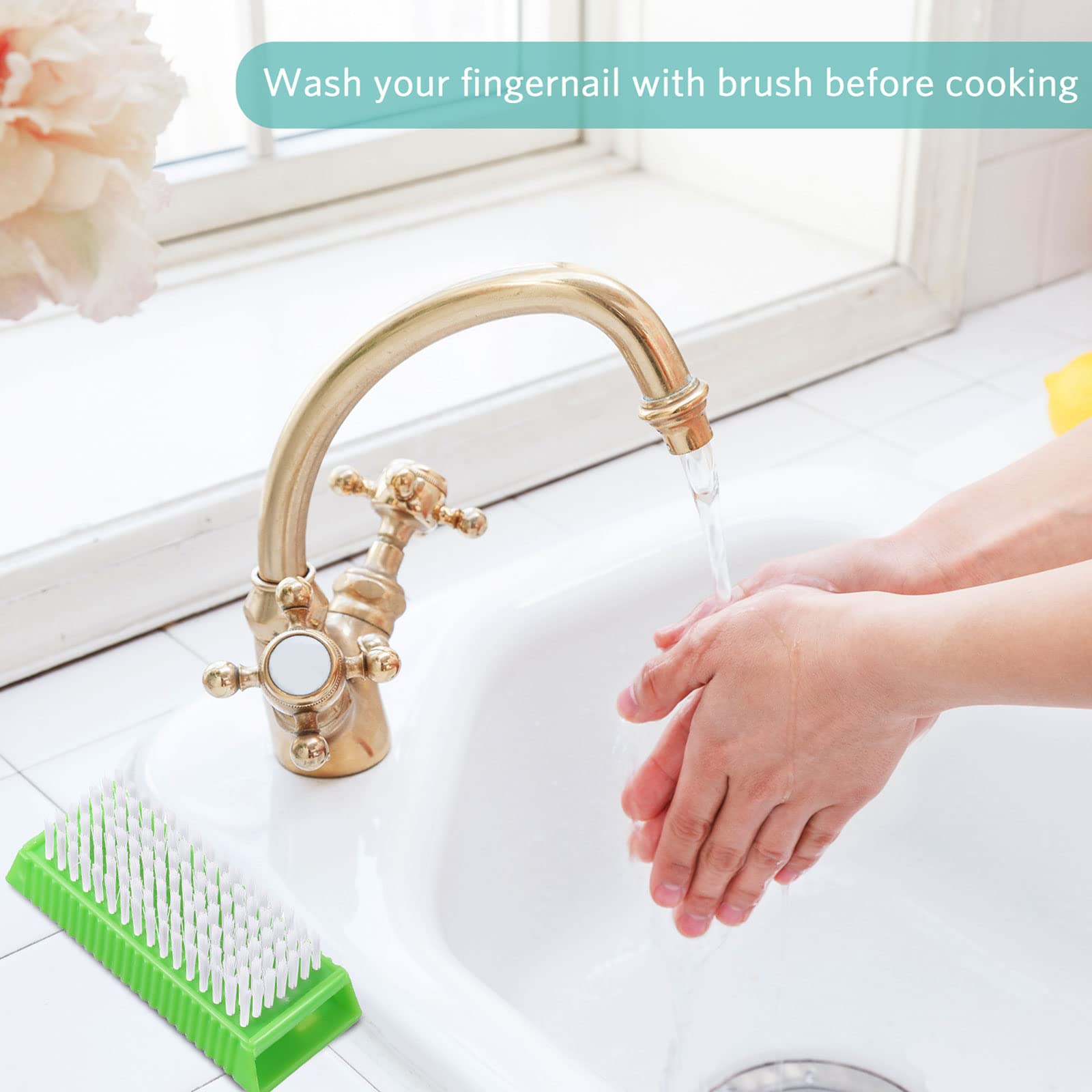 Boao 5-Pack Soft Nail Cleaning Brushes - Reusable Hand Scrub Brushes for Men, Women & Kids - Gentle Plastic Fingernail Brush for Daily Hygiene & Manicures (Green) - Perfect for Home, Salon & Travel Use