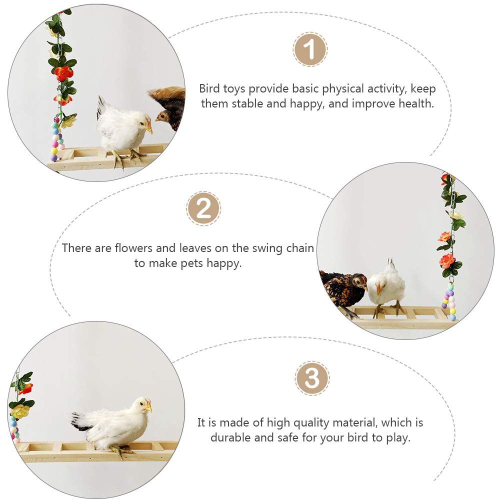 Baluue Large Wooden Bird Swing Stand - Chew Toy for Parrots, Cockatiels & Large Birds - Stainless Steel Cage Accessory for Play & Exercise - Perfect for Parrot Cages & Aviaries