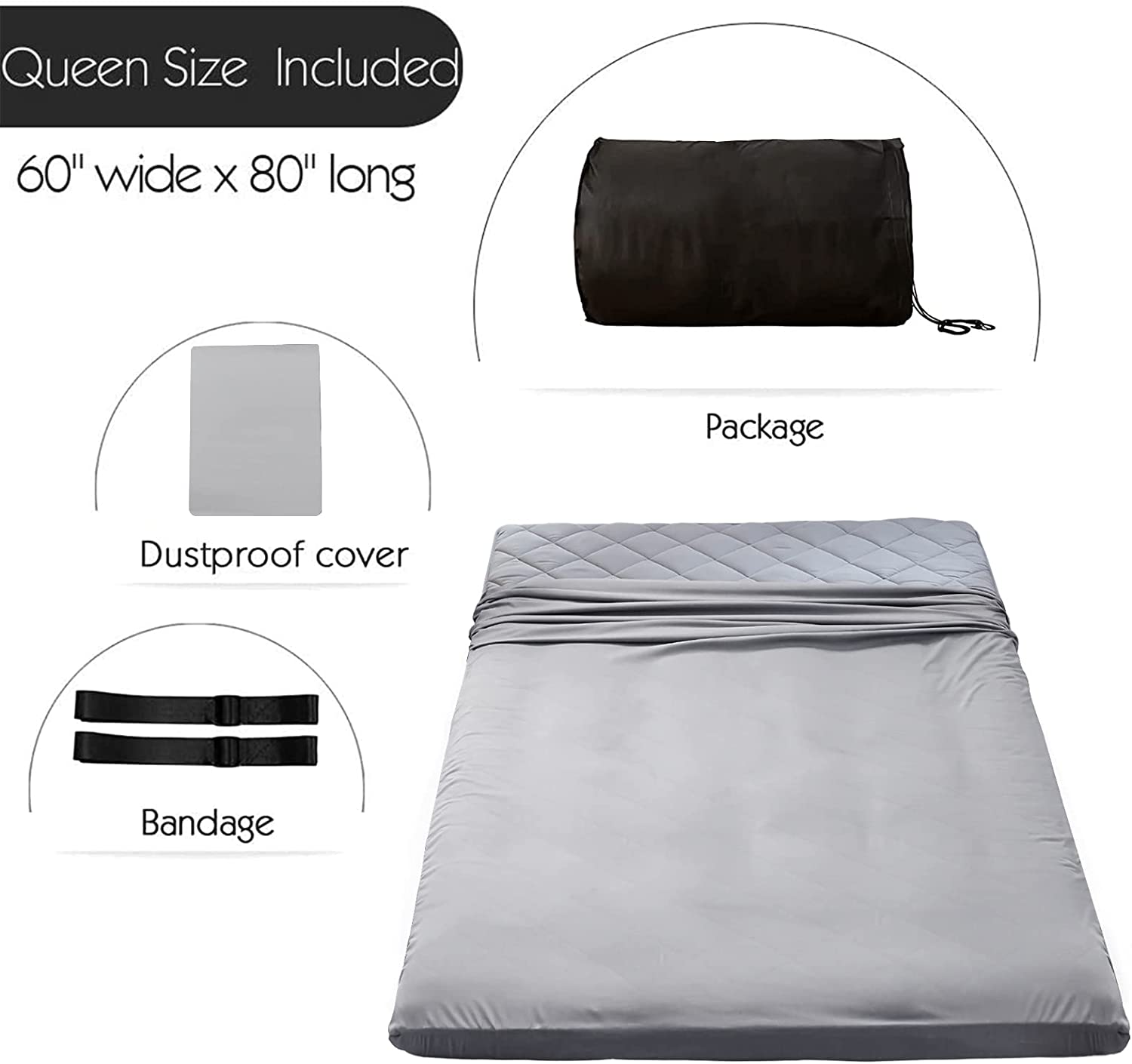 MAXYOYO Japanese Floor Futon Mattress - Diamond Pattern Roll Up Folding Bed for Adults & Guests, Grey | Portable Floor Sleeping Mat for Small Spaces, Camping & Travel
