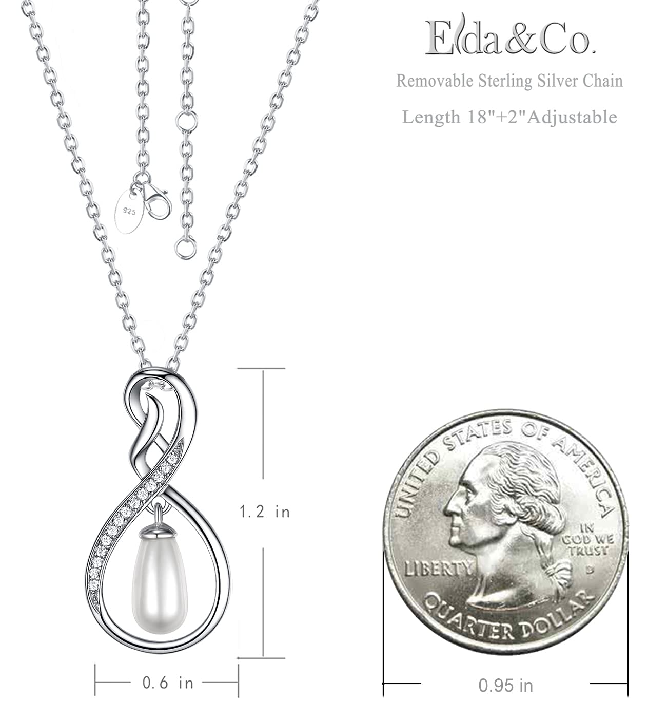 Forever Love Infinity Necklace for Women - April & May Birthstone Jewelry with Simulated Diamond & Emerald - 925 Sterling Silver Necklace Gift for Wife, Mom, Her - Perfect for Birthdays, Anniversaries & Special Occasions