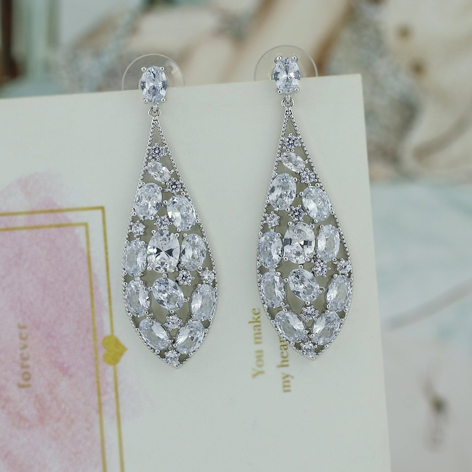 Elegant Cubic Zirconia CZ Drop Dangle Earrings for Women - CE10695 | Perfect for Weddings, Parties & Special Occasions