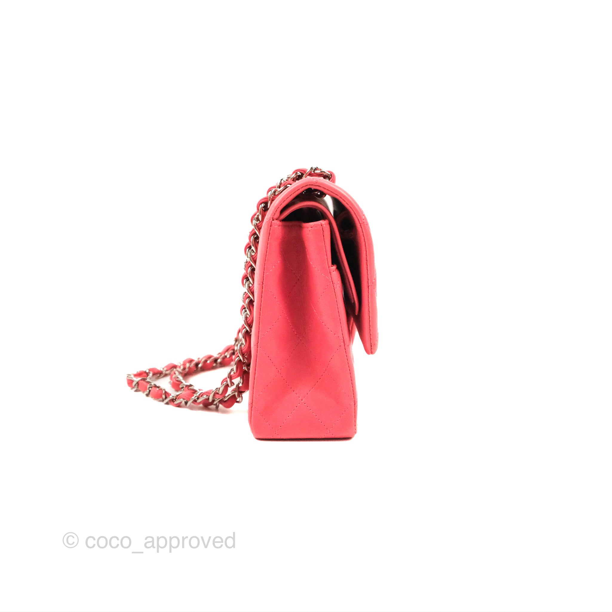 Chanel Classic Medium Double Flap Bag in Pink Lambskin with Silver Hardware - Luxury Designer Handbag for Women, Perfect for Parties, Weddings & Everyday Elegance