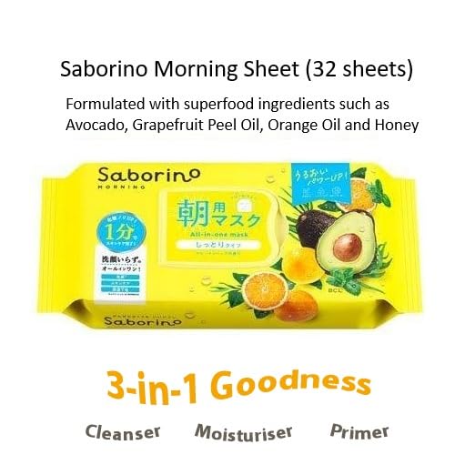 Saborino Morning & Night Facial Sheet Mask Pack - 60 Sheets for Daily Skincare