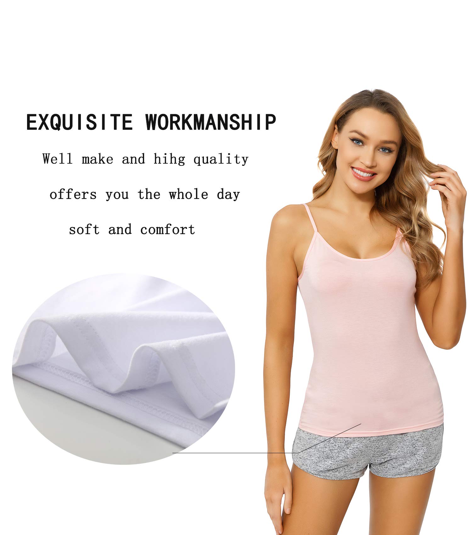 Women's Adjustable Spaghetti Strap Camisoles - White & Black Cami Tank Tops for Layering, Summer Outfits, and Casual Wear