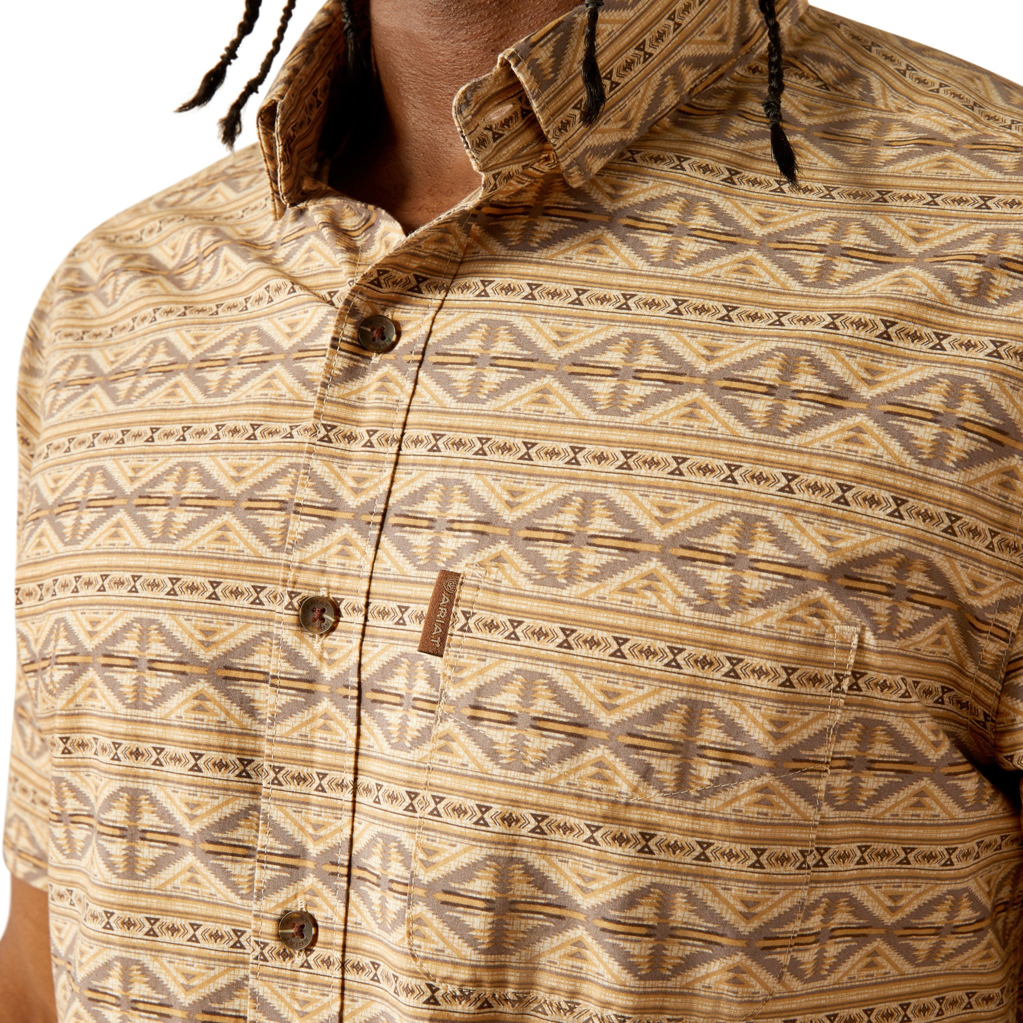 Ariat Merritt Modern Fit Cream Short Sleeve Shirt for Men - Western Style Casual Work Shirt - Perfect for Ranch, Rodeo & Outdoor Activities