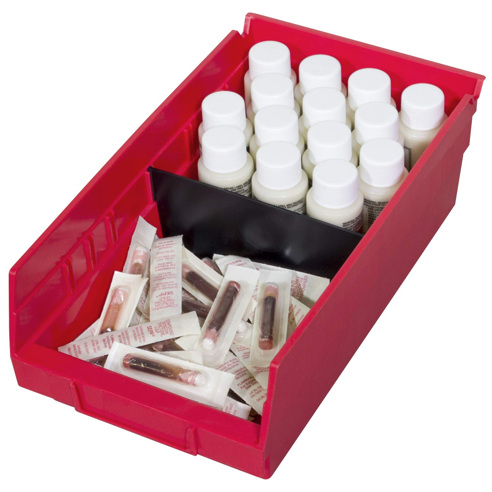 Akro-Mils 12-Pack Plastic Storage Bins for Kitchen Pantry Organization - Durable Stackable Containers in Red & Blue - Perfect for Spice Rack, Craft Supplies & Garage Tool Storage