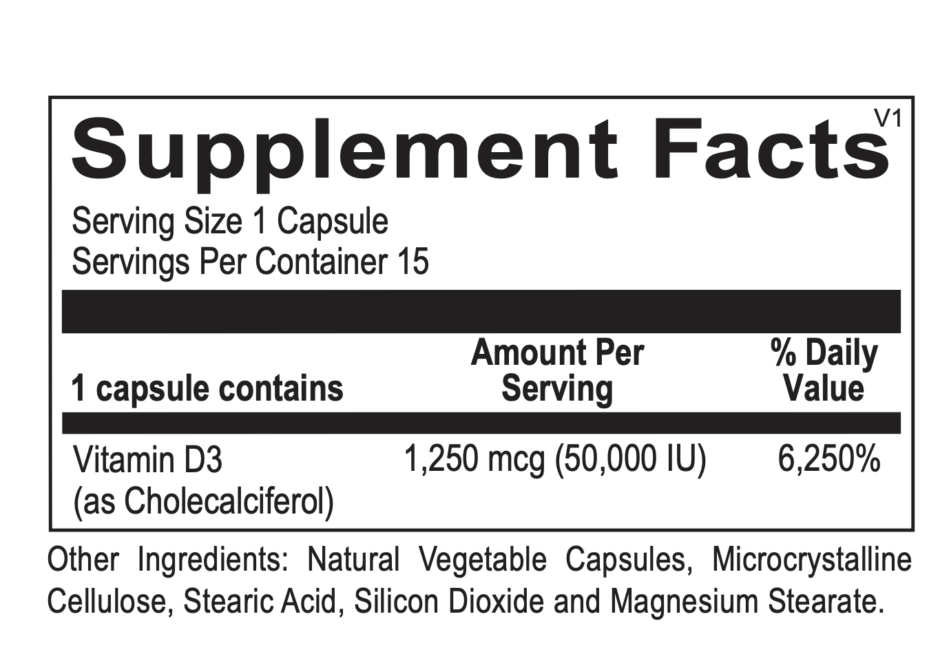 Vitamin D3 50,000 IU Supplement - High Potency Vitamin D for Immune Support & Bone Health - Ideal for Adults with Vitamin D Deficiency
