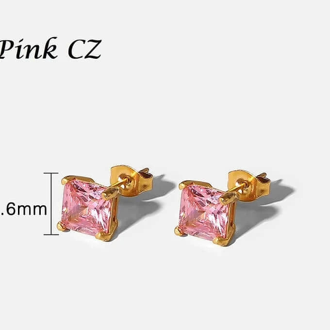 18K Gold Plated Cubic Zirconia Stud Earrings - Elegant Tiny CZ Earrings for Women | Perfect for Everyday Wear, Parties & Gifting (JDE758)