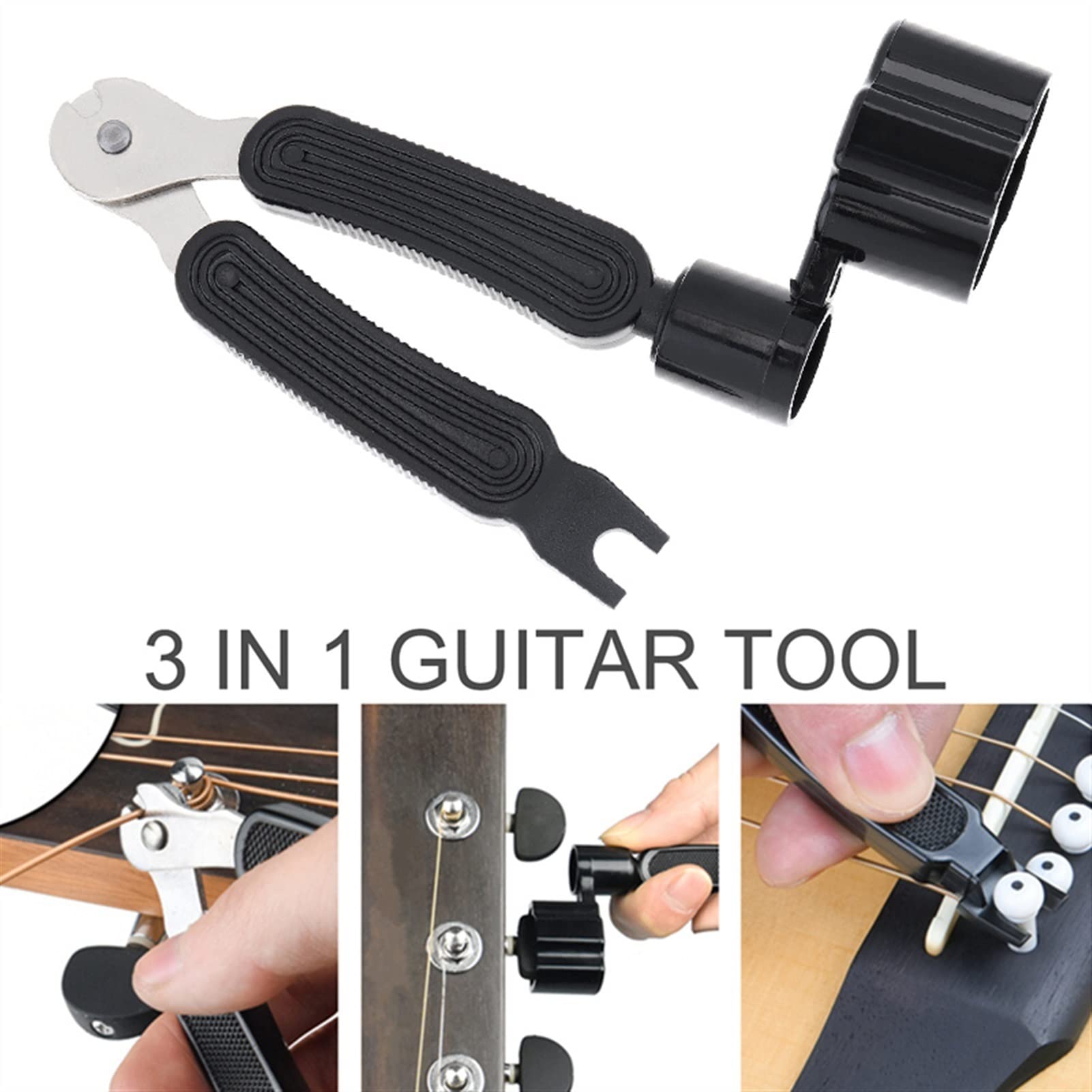 3 in 1 Guitar Peg String Winder + Pin Puller + String Cutter - Professional Multifunctional Luthier Tool Set for Guitar Maintenance & String Changing - Perfect for Acoustic & Electric Guitar Players & Repair Technicians