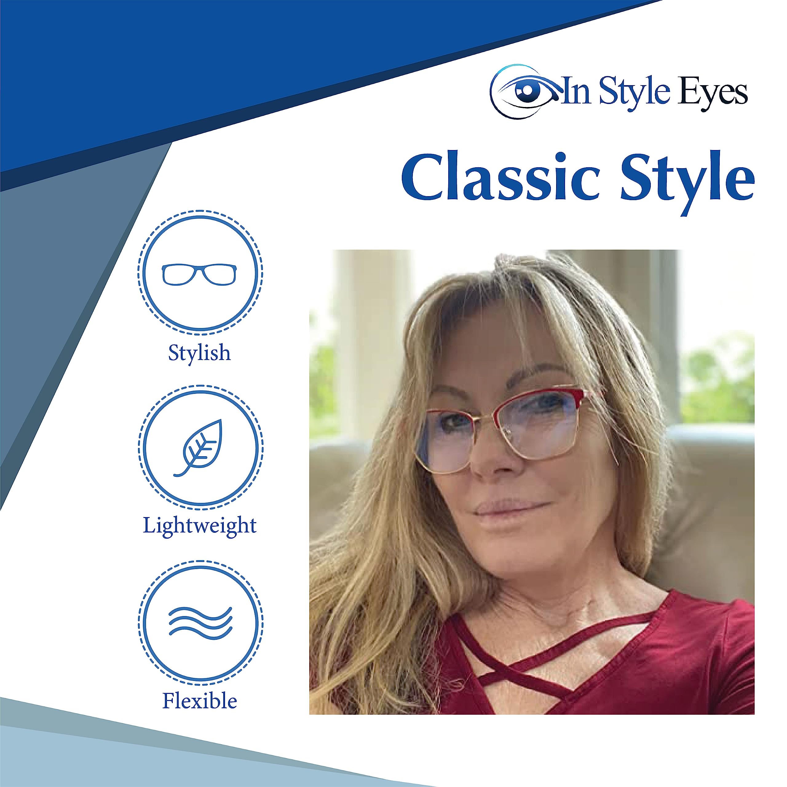 Blue Light Blocking Glasses - Classic Browline Readers for Computer & Reading