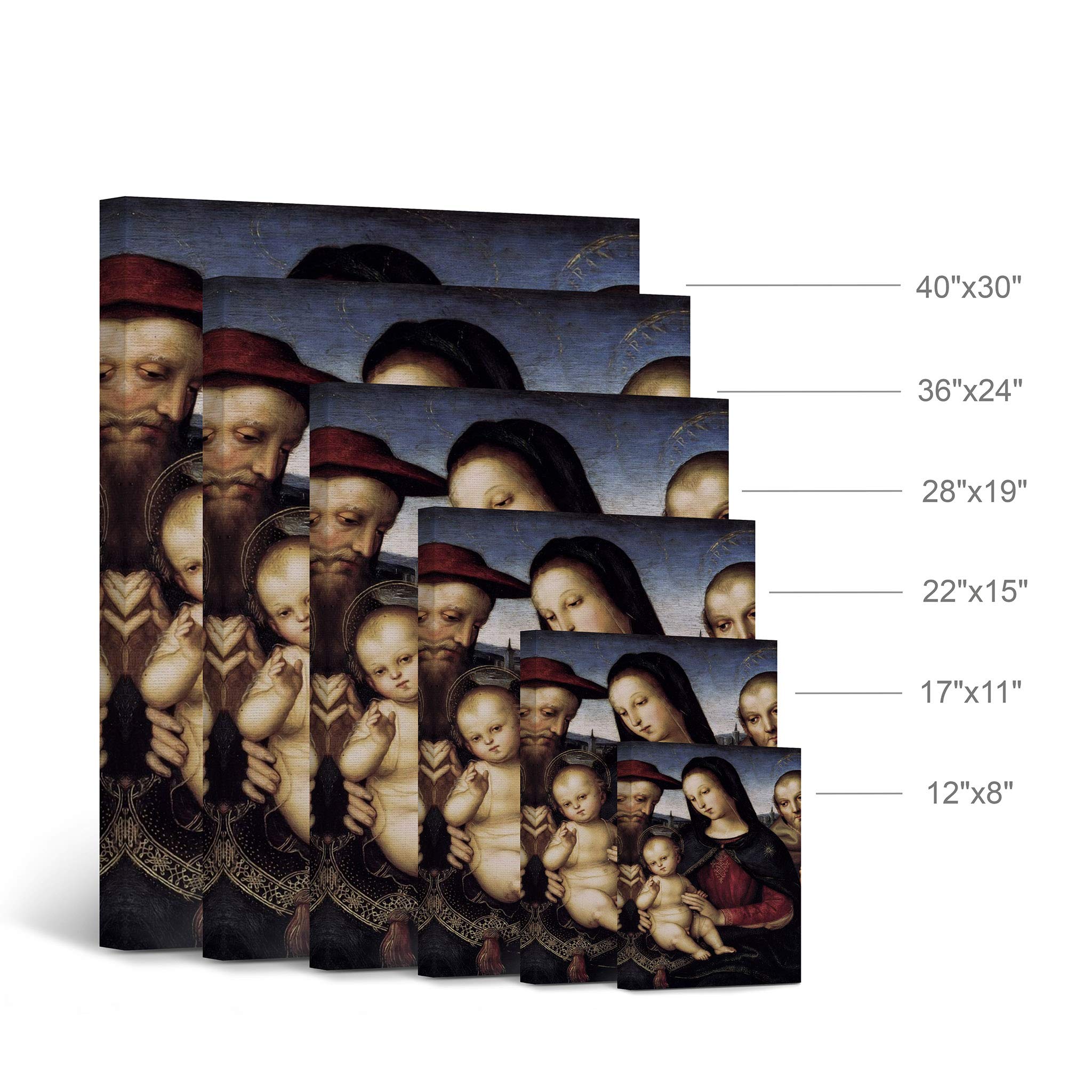Raphael Madonna with Child and Saints Canvas Print - Famous Renaissance Oil Painting Reproduction, 36x24 Inch Wall Art Decor - Ready to Hang, Made in USA - Perfect for Living Room, Bedroom & Office Decor