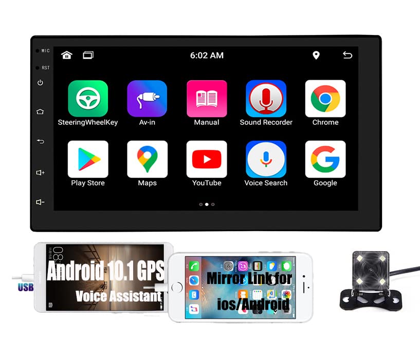 7 Inch Android 12 Car Stereo with GPS Navigation, Bluetooth, 1GB RAM+16GB ROM, Touch Screen, Steering Wheel Control & Backup Camera - Perfect for Road Trips, Commuting and Hands-Free Driving