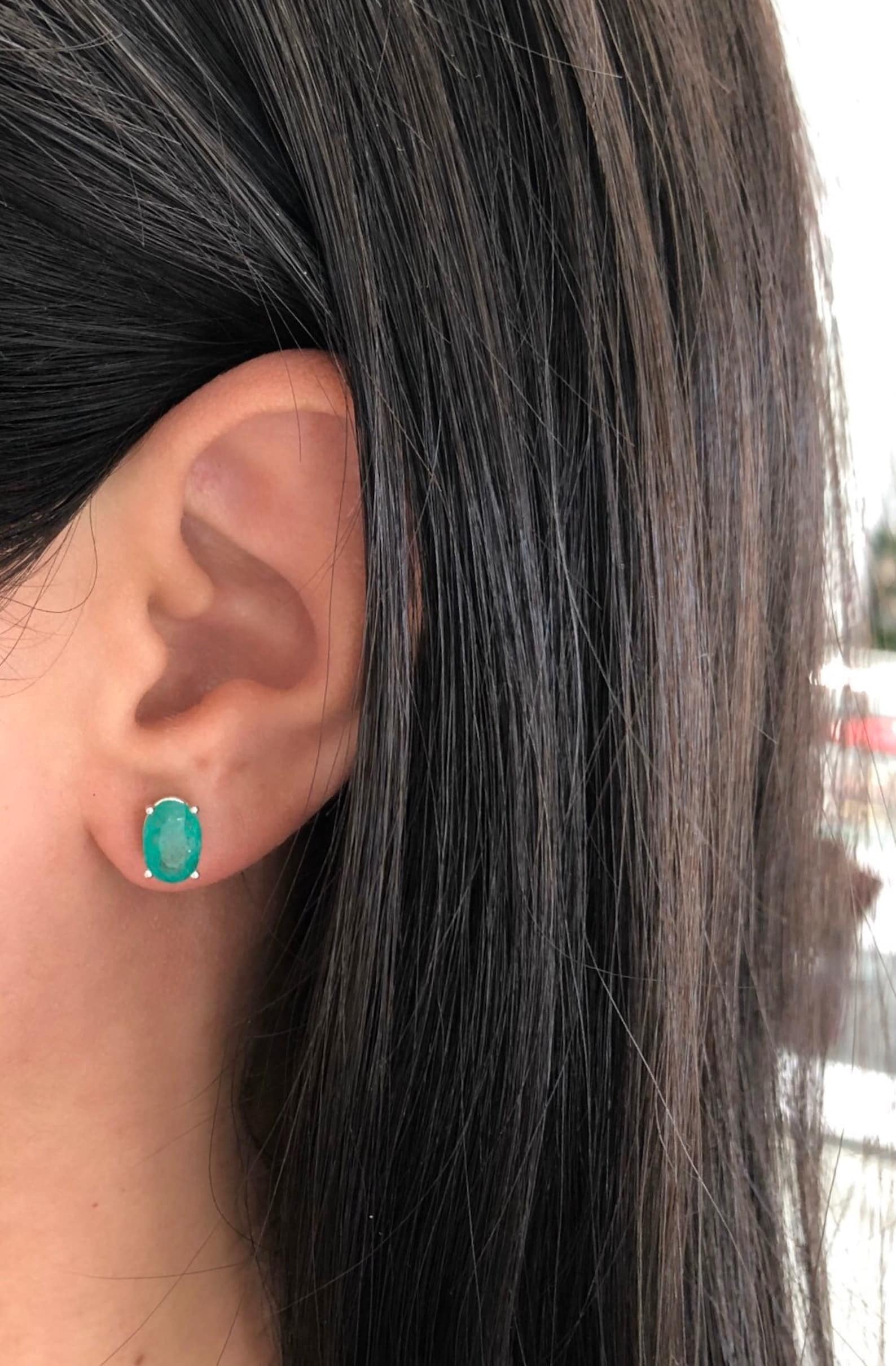 2.28tcw Natural Emerald Oval Cut May Birthstone Stud Earrings for Women - Perfect Gift for Mother's Day, Anniversary & Special Occasions