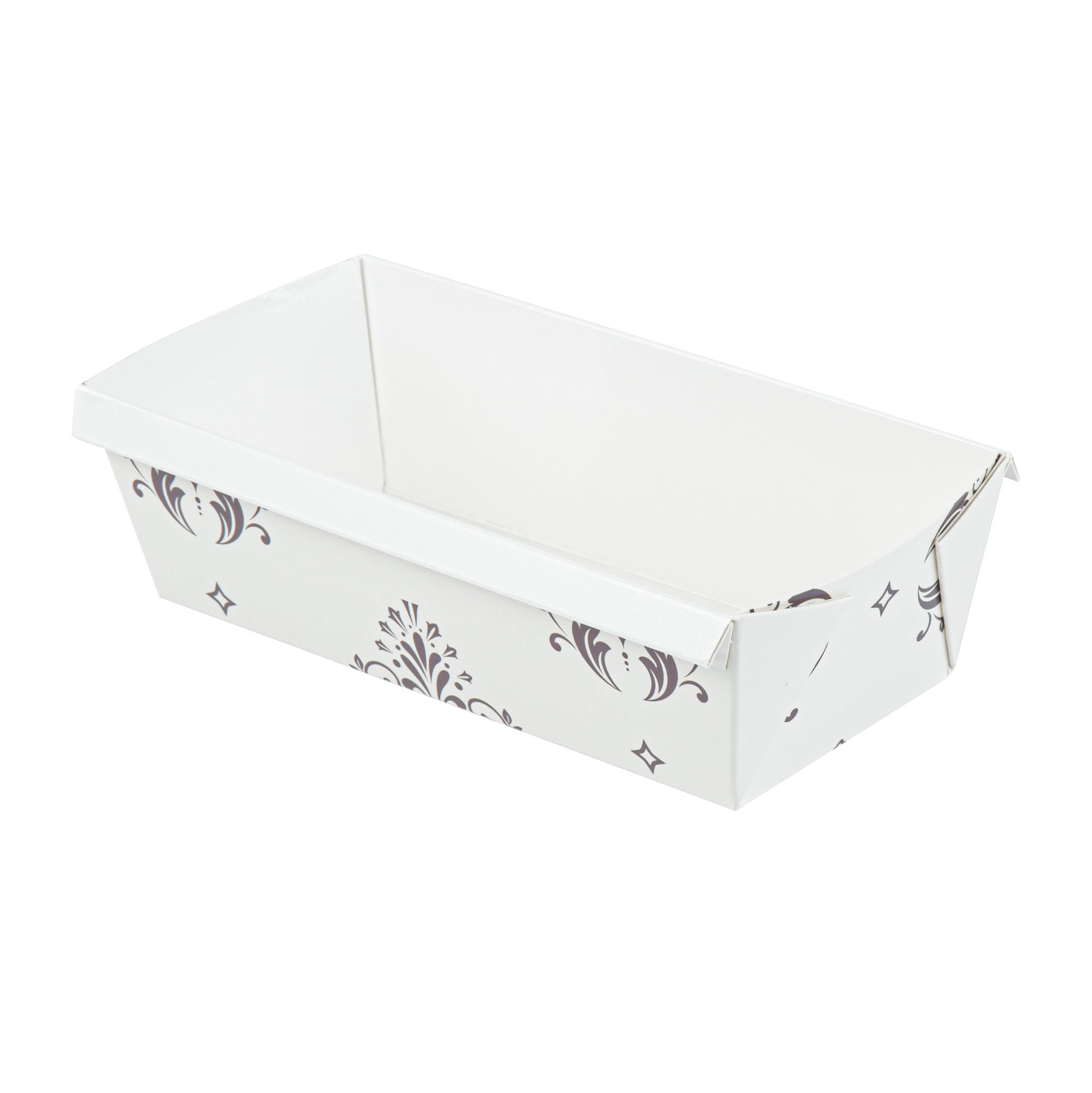 Bake Tek 32 oz Beige Vintage Floral Greaseproof Paper Loaf Pans - 8 x 3.75 x 2.25 Inches - Pack of 100 - Perfect for Baking Bread, Cakes & Holiday Treats