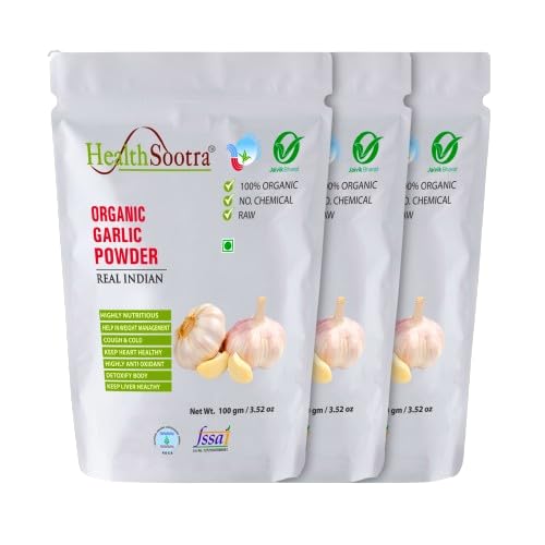 Organic Garlic Powder (300g) - 3 Pack of 100g Each | Additive-Free, Pure & Aromatic Natural Spice for Cooking, Baking & Seasoning | Rich in Nutrients, Instant Garlic Flavor | Perfect for Soups, Pasta, Pizza & Homemade Recipes