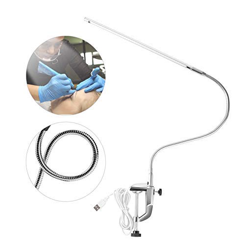 Haofy 18W USB Adjustable LED Desk Lamp with Clip - Eye-Caring Reading Light for Study, Office, Makeup & Manicure (Silver) | Perfect for Home, Dorm & Beauty Salon Workspace