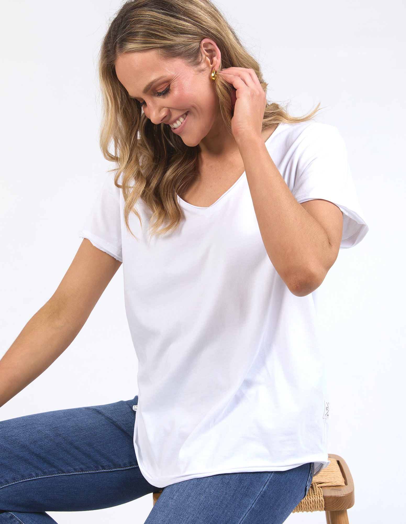 Premium Pima Cotton V-Neck T-Shirt for Women - Soft & Breathable White Tee - Perfect for Casual Wear, Layering & Everyday Comfort