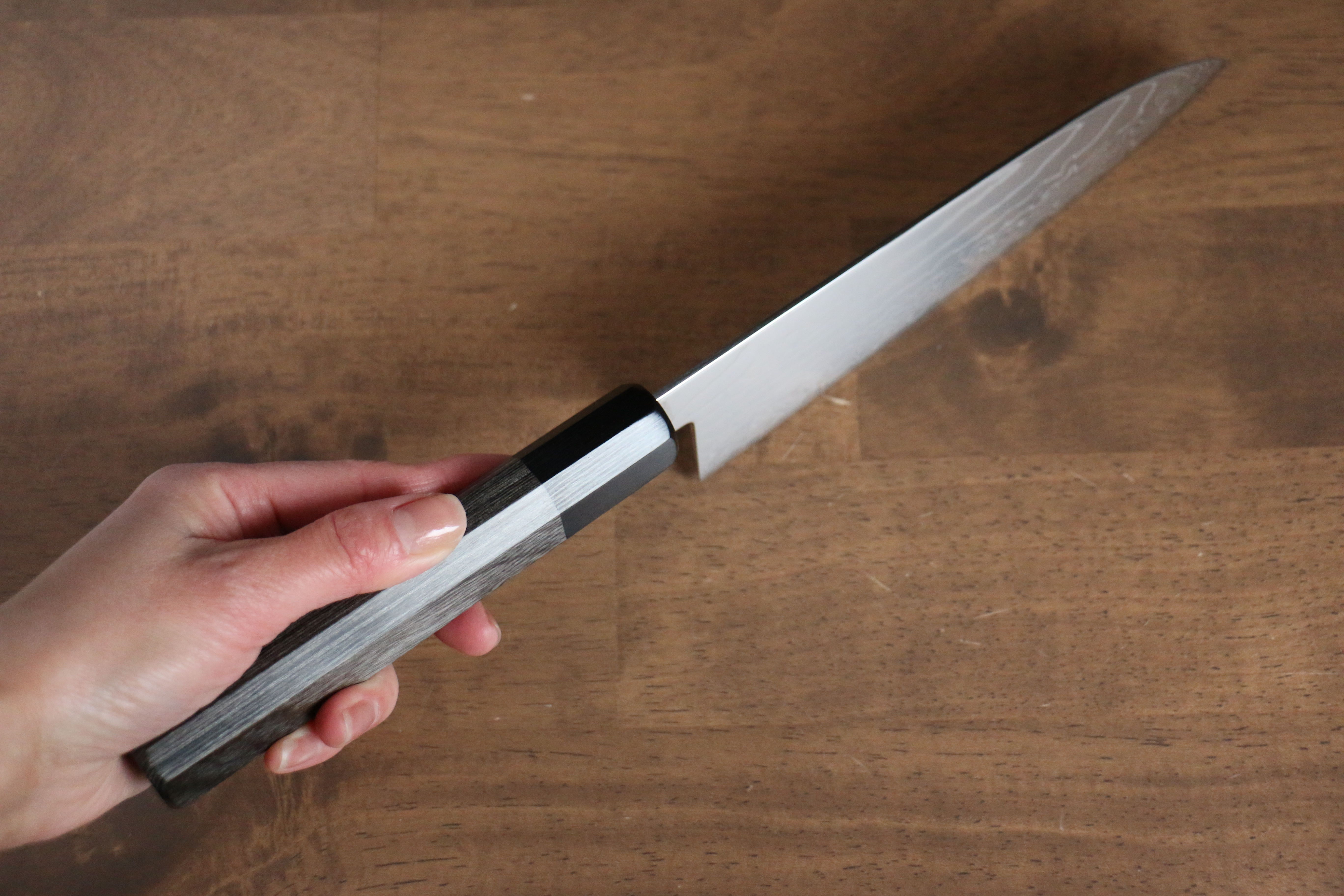 Premium Kajin Cobalt Special Steel Damascus Santoku Knife 180mm - Gray Pakka Wood Handle Japanese Chef Knife for Slicing, Dicing & Precision Cutting - Perfect for Home Kitchen & Professional Use