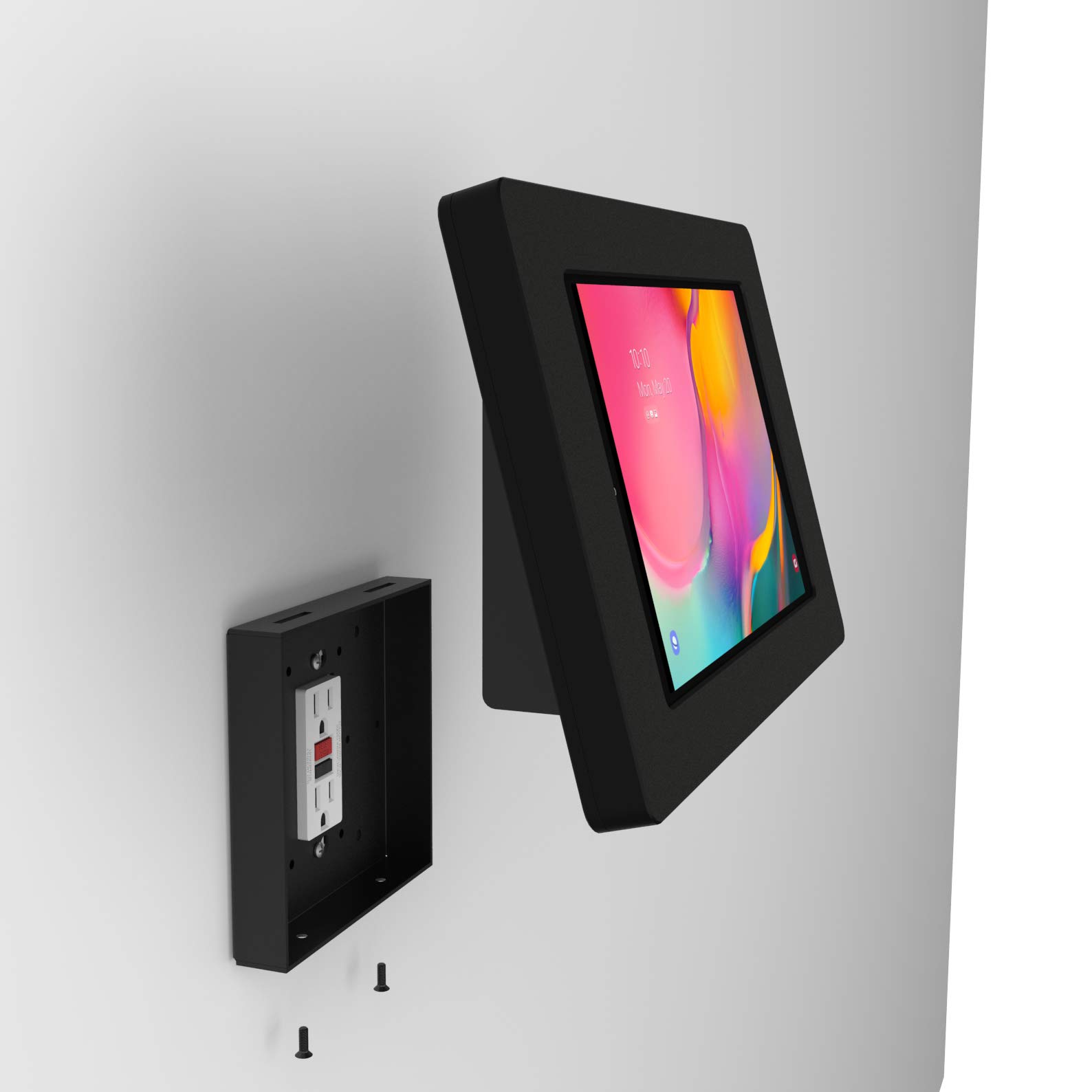 VidaMount Black Enclosure & 15° Fixed Tilt Wall Mount Bundle for Samsung Galaxy Tab A 10.1 (2019) - Secure Tablet Protection for Home, Office & Retail Displays