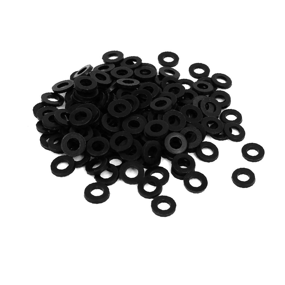 Nylon Flat Insulating Washers M3 x 6mm x 1mm - 200PCS Black Spacers & Gaskets for Electrical Projects, DIY, and Home Repairs