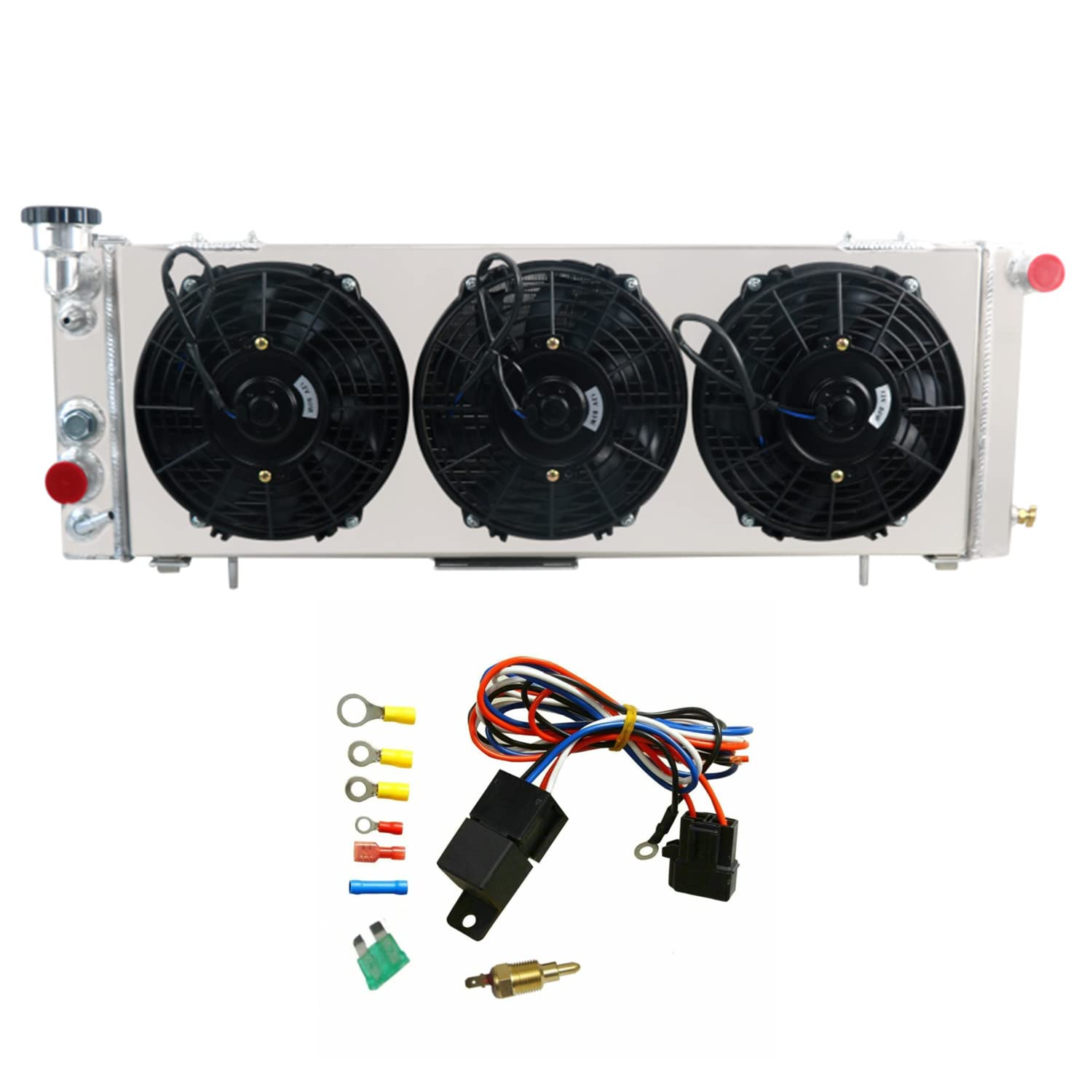High-Performance Aluminum Radiator for 1991-2001 Jeep Cherokee & Comanche XJ - 3 Row Core with Fan, Shroud & Relay - Fits All Models (91-01) - Perfect for Off-Roading, Daily Driving & Engine Cooling Upgrades