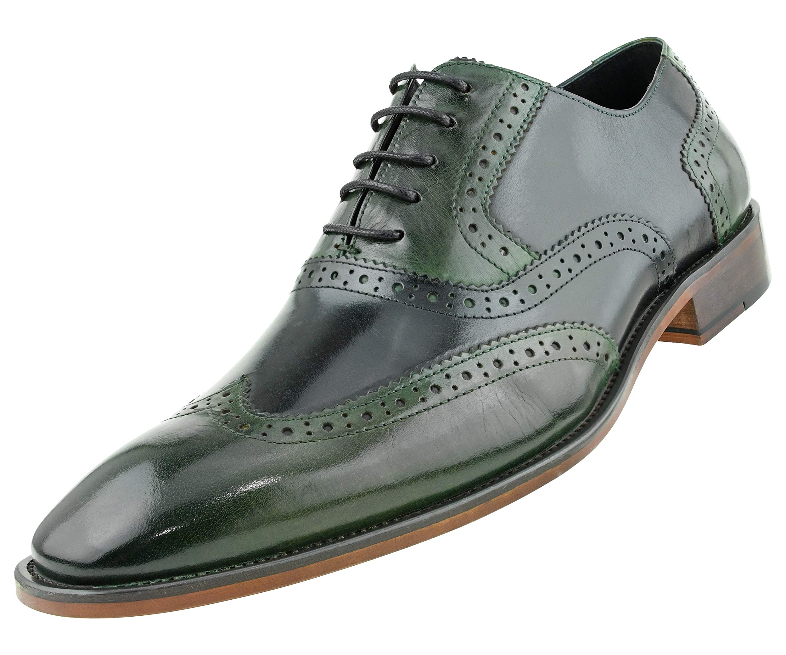 Asher Green AG100 Genuine Calf Leather Wingtip Oxford Dress Shoes for Men - Two Tone & Multi Tone Formal Business Shoes - Perfect for Weddings, Office & Special Occasions