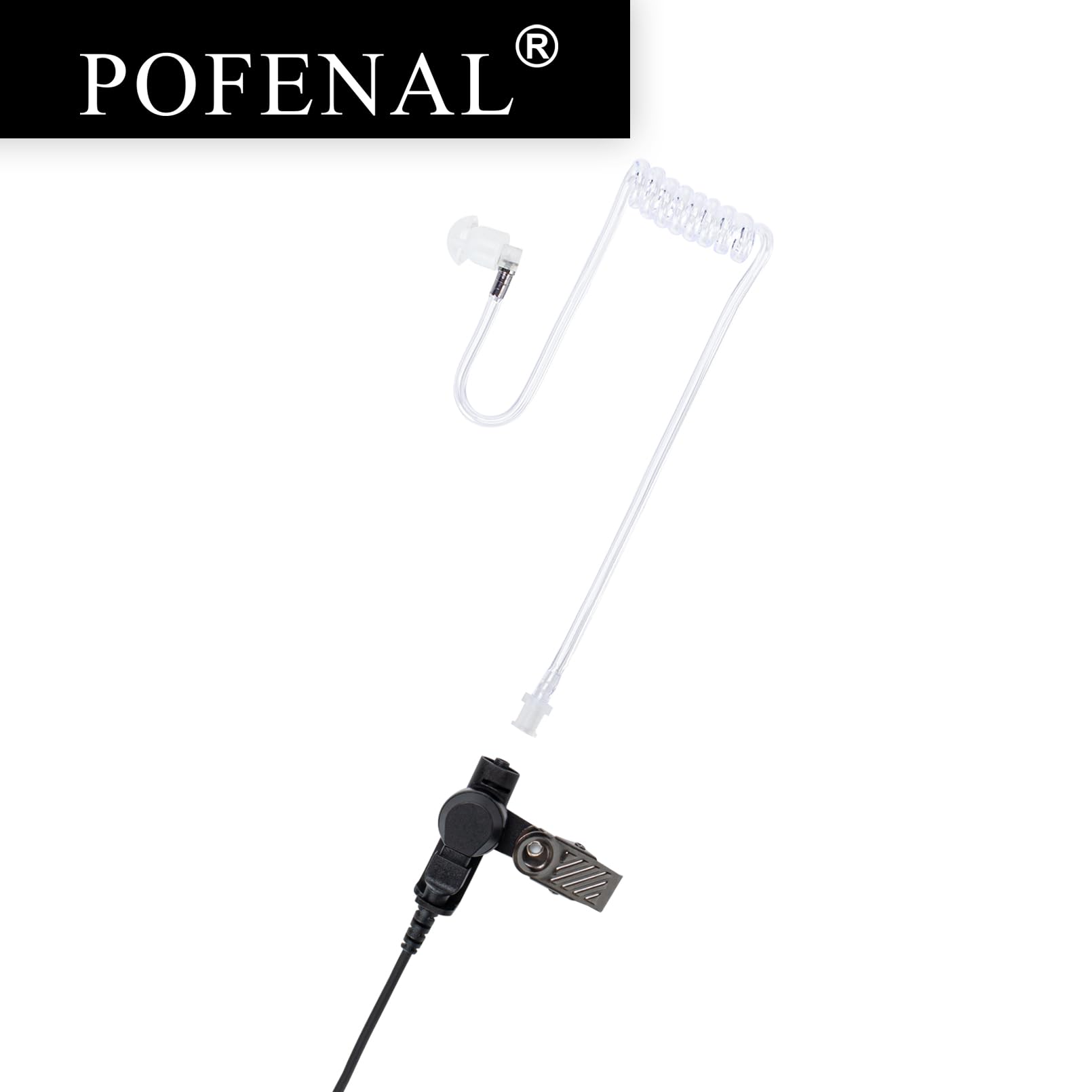 Professional Walkie Talkie Earpiece Headset - Clear Acoustic Tube with Retaining Clip & Medium Earmold (3.5mm Jack, 1 Pack) for Security, Construction, and Event Staff Communication