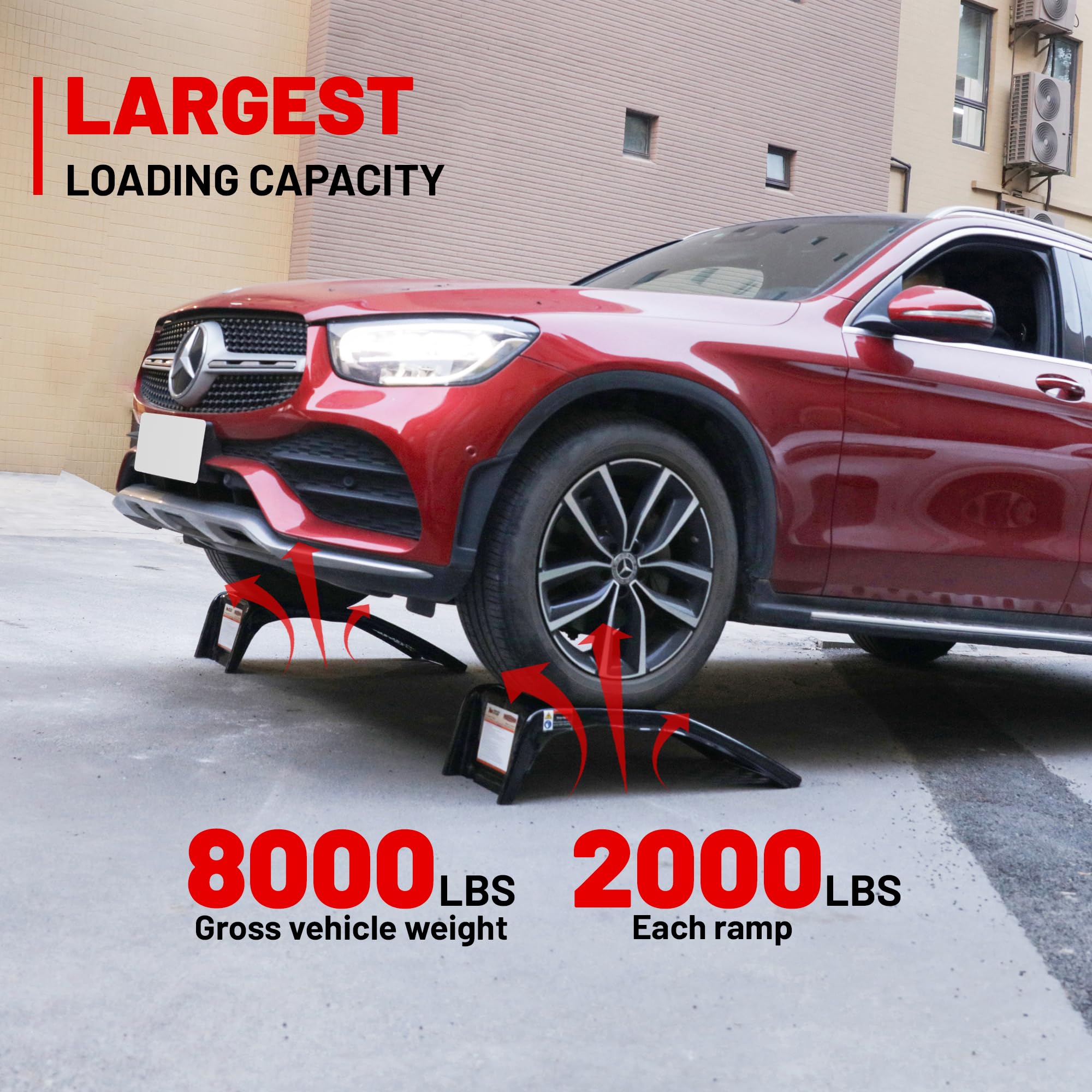 Rockland 4 Ton 8000 LBS Heavy Duty Solid Steel Car Ramps Set - 35