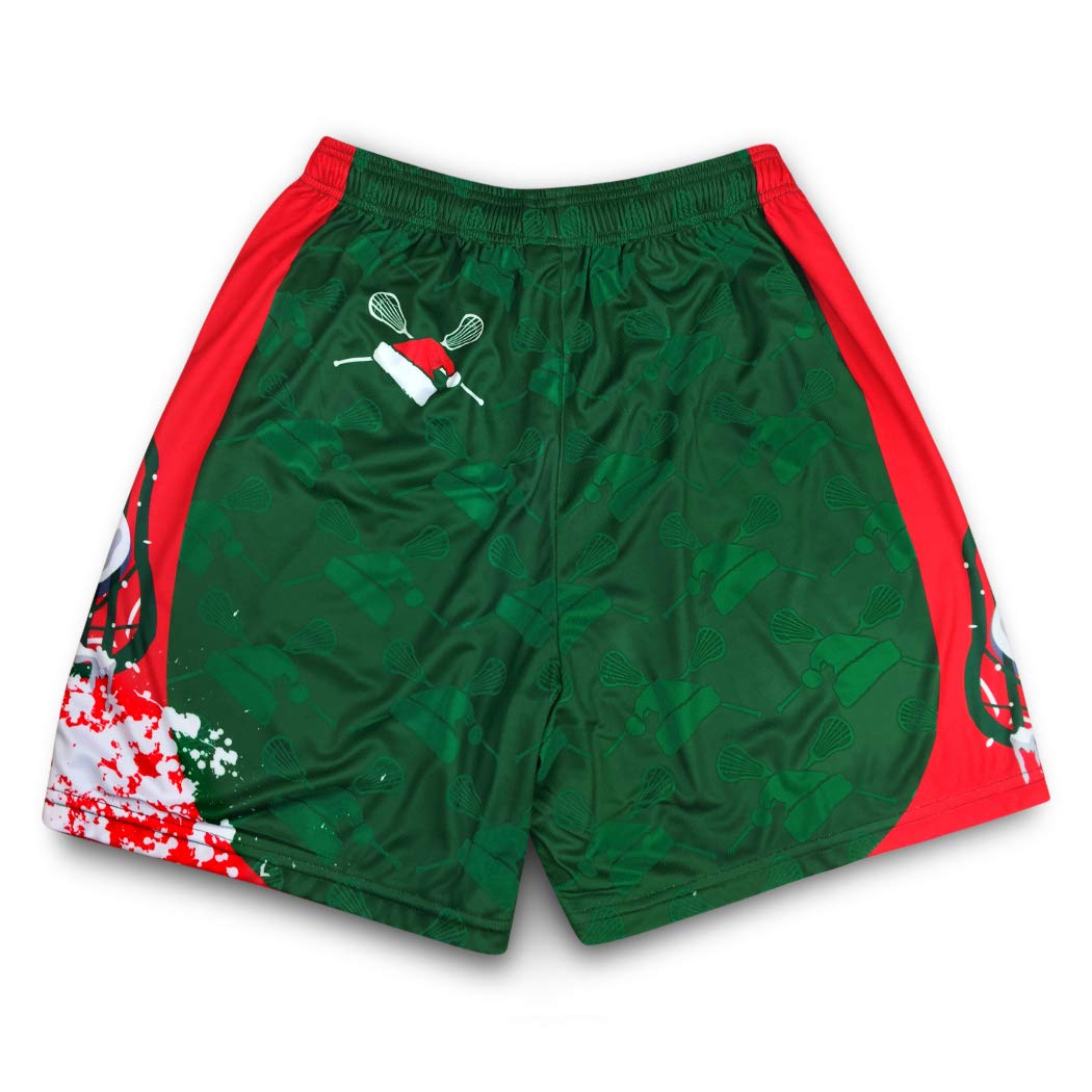 Santa Laxer Christmas Lacrosse Shorts for Men & Youth - Breathable Athletic Performance Shorts for Lacrosse Training & Games | Holiday Sports Apparel