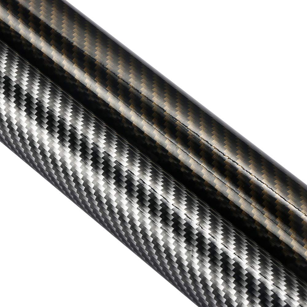 2D Carbon Fiber Vinyl Wrap Film 30x100cm - DIY Car & Motorcycle Sticker for Auto Decoration - High Glossy Gold & Black