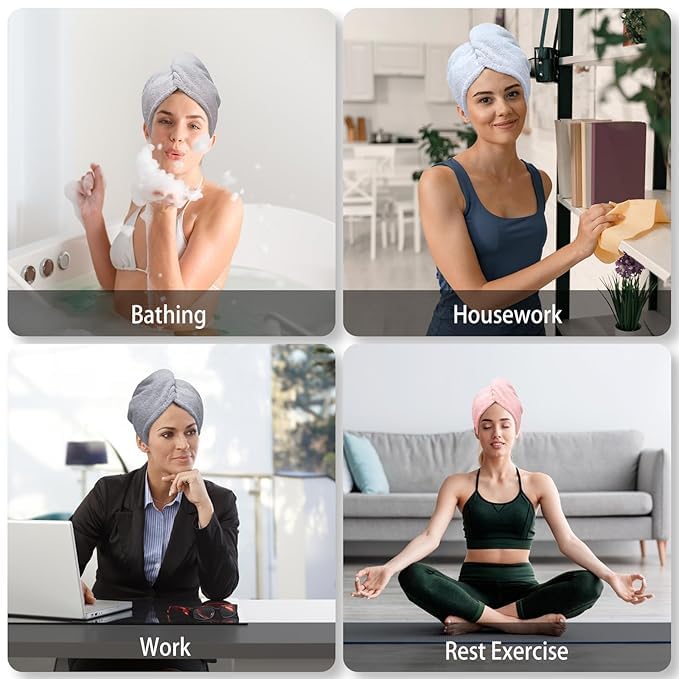 Soheta Quick Drying Microfiber Hair Towel Wrap for Women - Super Absorbent Hair Turban with Elastic Loop for Secure Tying (Pack of 1) - Perfect for Post-Shower, Swimming, Salon Styling & Travel
