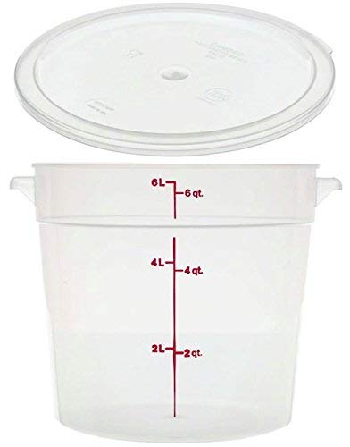 Cambro Camware 6 & 12 Quart Clear Round Food Storage Containers with Lids - BPA-Free Plastic Meal Prep Containers for Kitchen, Restaurant & Catering Use