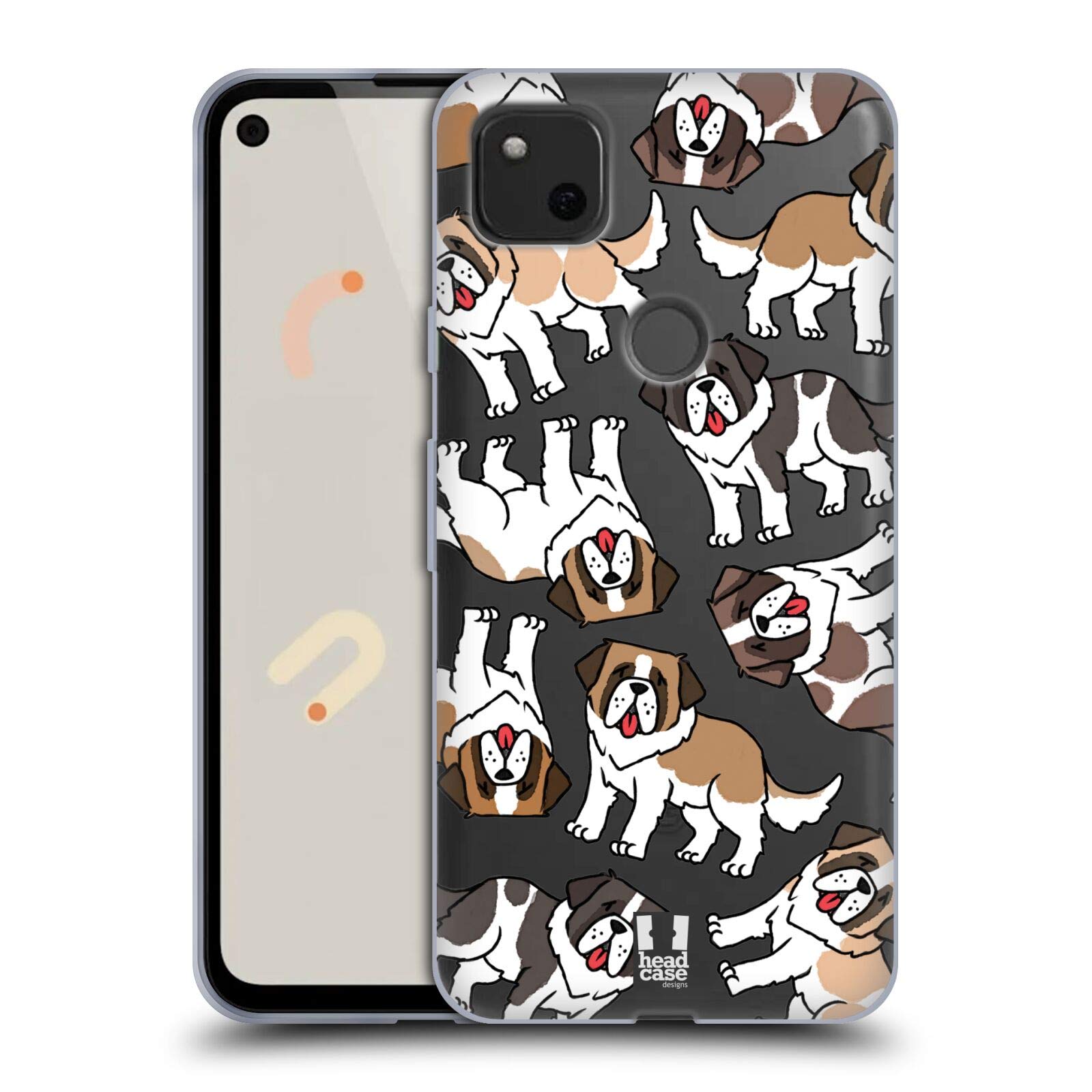 Head Case Designs St. Bernard Dog Breed Patterns Soft Gel Case & Wallpaper for Google Pixel 4a - Perfect for Pet Lovers & Daily Use