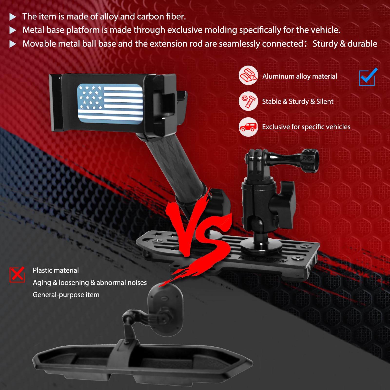 2024 Jeep Wrangler JL Metal Dash Phone Mount Holder - Universal Smartphone Clamp for iPhone & Android - Perfect for Off-Roading, Navigation & Hands-Free Driving (Driver Side)