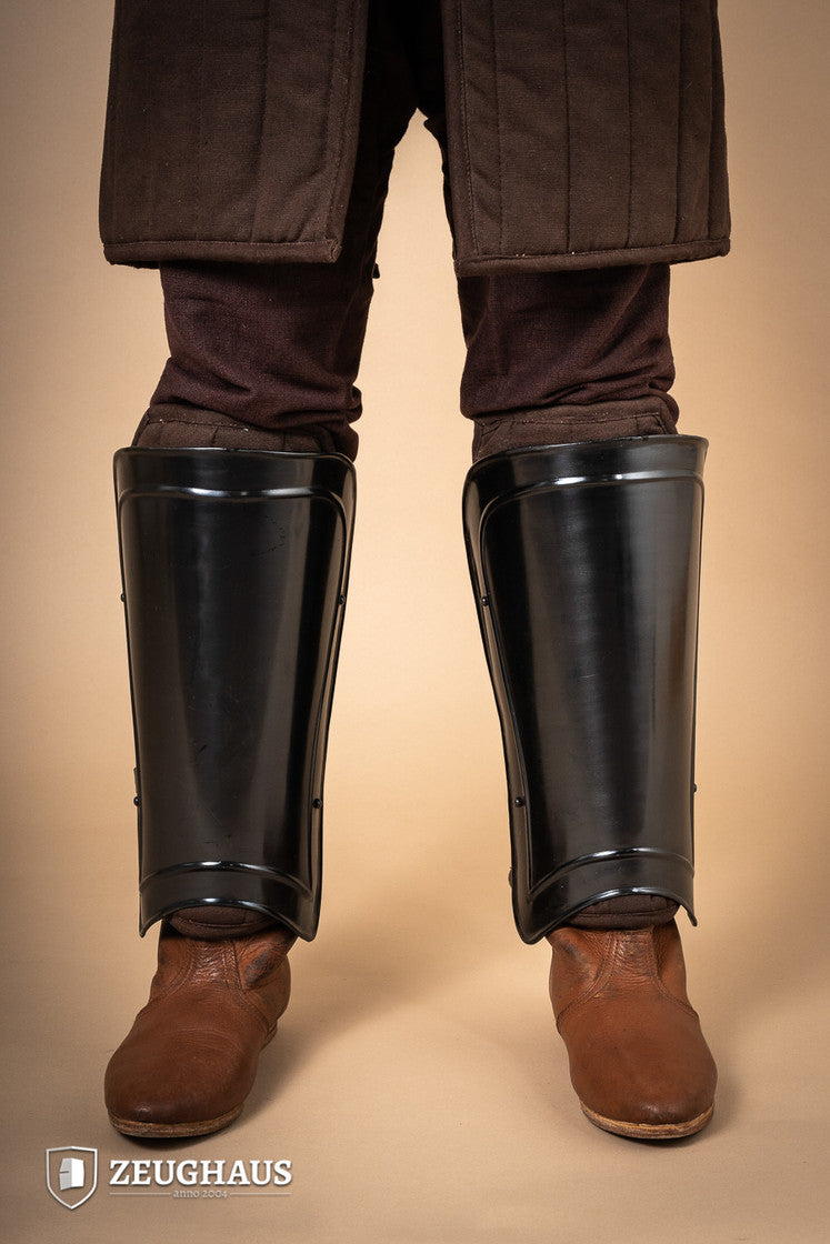 Greaves Warrior Burnished - Premium Leather Leg Armor for Medieval LARP, Cosplay & Renaissance Faires - Perfect for Historical Reenactments & Fantasy Costumes