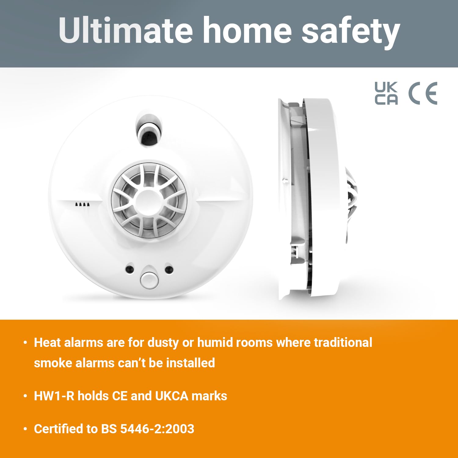 Fireangel HW1-R Heat Alarm with Loud Audible Alert - Ideal for Home, Kitchen & Garage Fire Safety