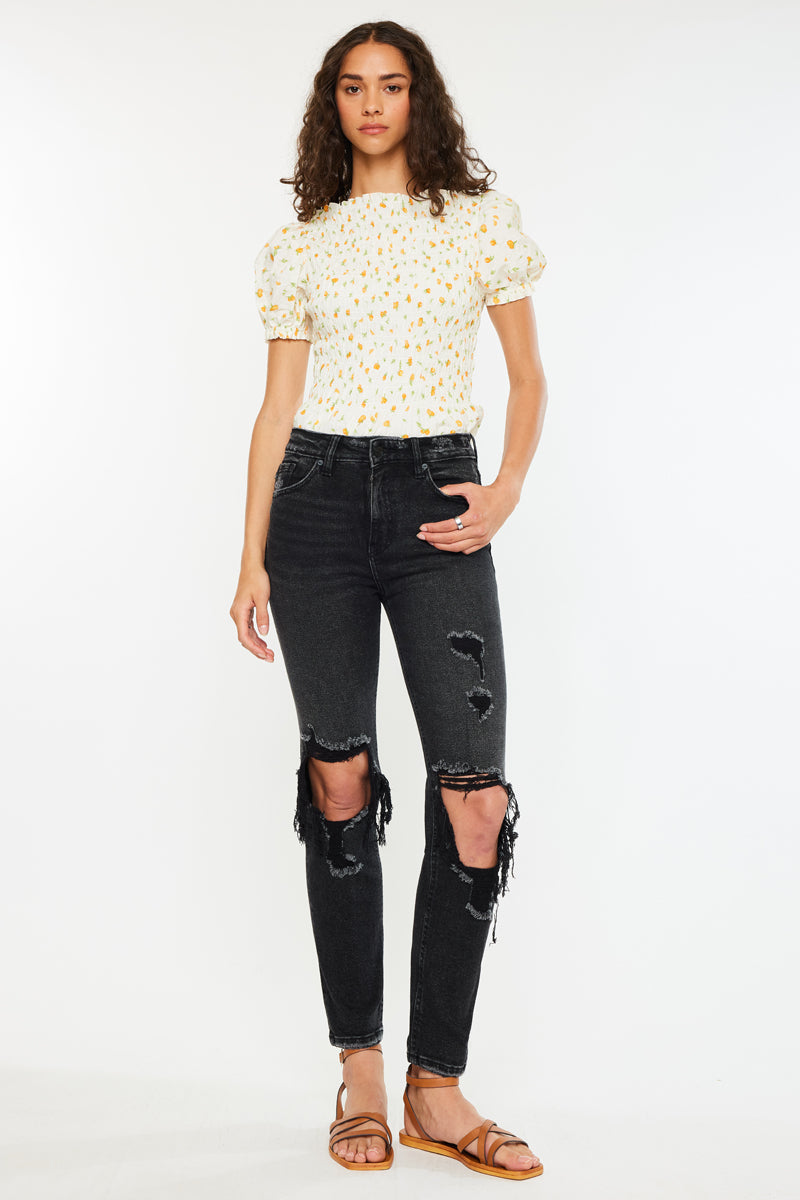 Norrine High Rise Slim Straight Leg Jeans for Women - Stretchy Denim Pants with Comfortable Fit - Perfect for Work, Casual Outfits & Everyday Wear