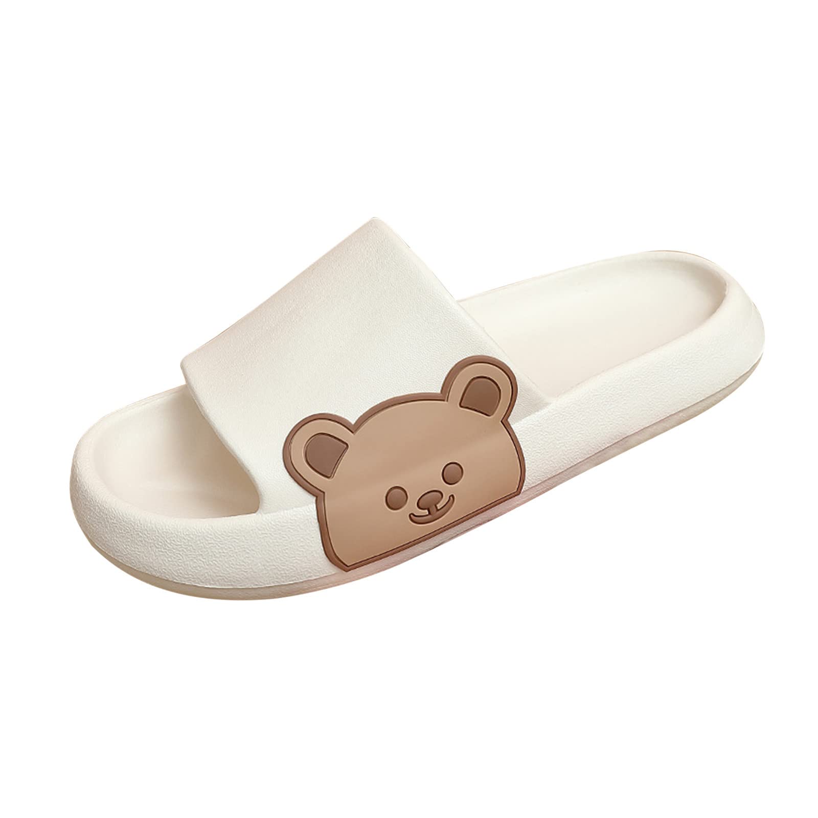 KkSLirnhs Cute Cartoon Bear Non-Slip Shower Sandals for Men & Women - Open Toe Bathroom Slippers with Soft Sole - Perfect for Couples, Home Use, Spa, and Beach